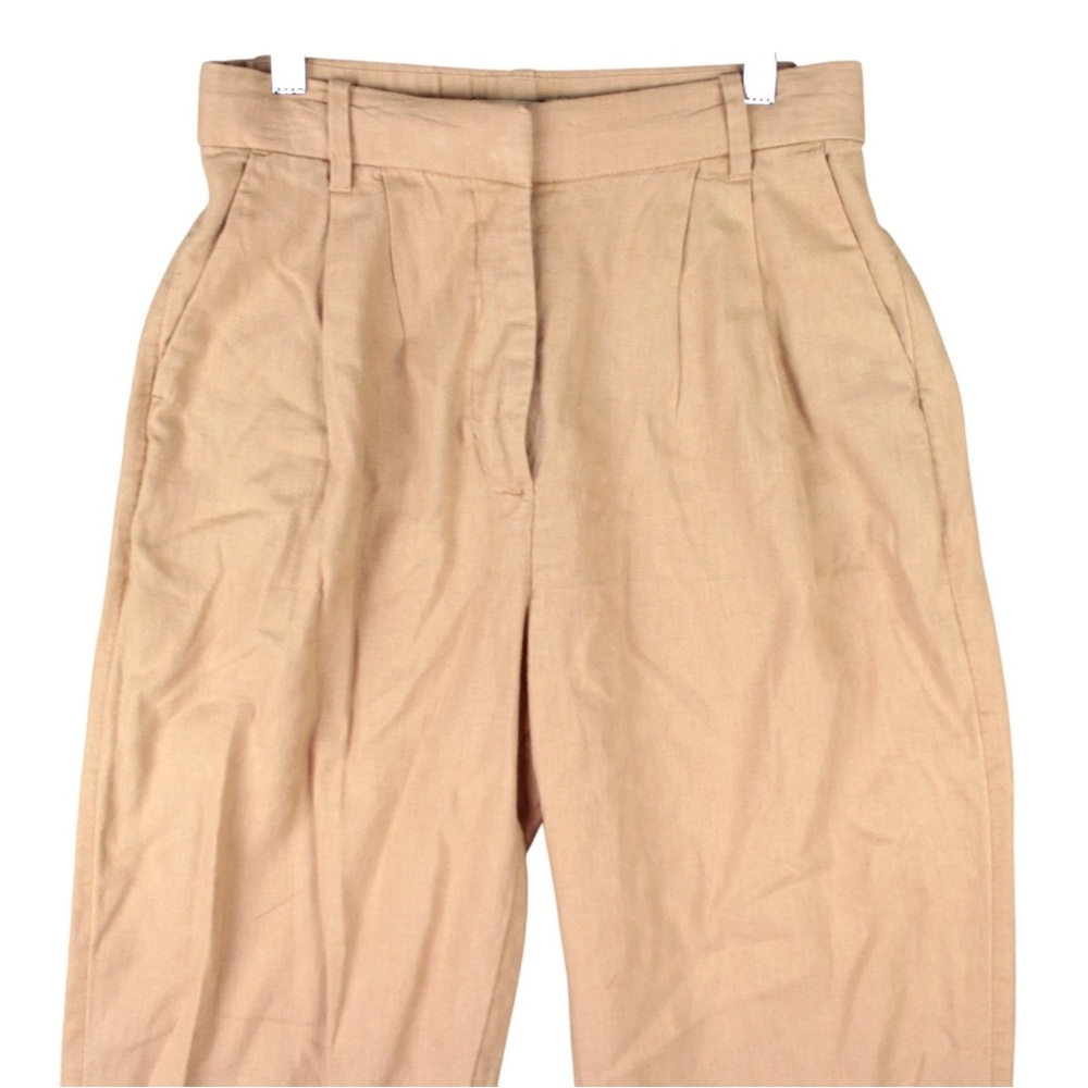 Abercrombie & Fitch Linen Blend Wide Leg Pant Trouser Tan Brown Size Small Baggy - Picture 3 of 10